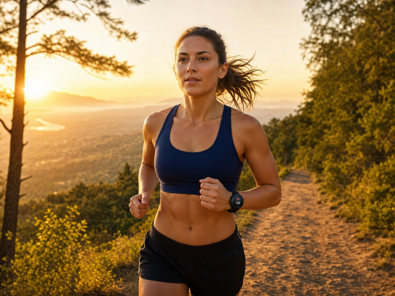 Person jogging outdoors at sunrise representing exercise and heart health benefits