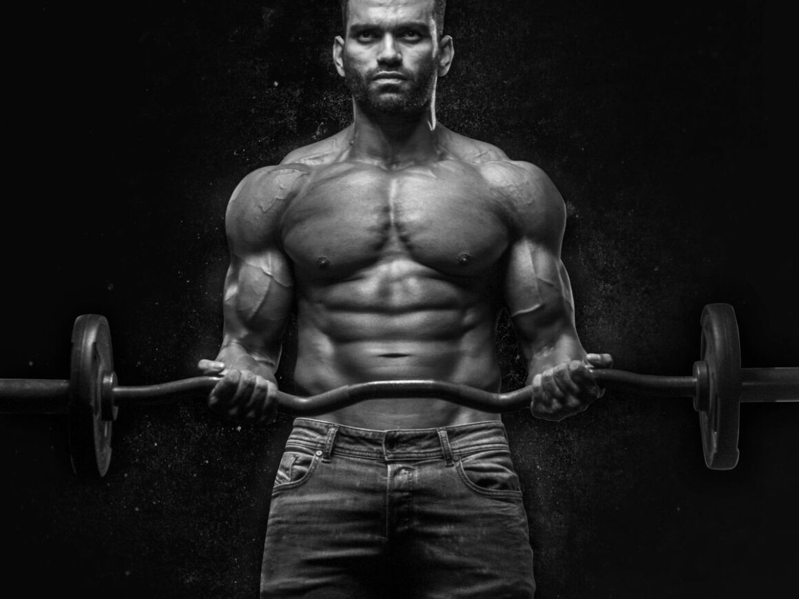 Man doing barbell squat in gym to build muscle