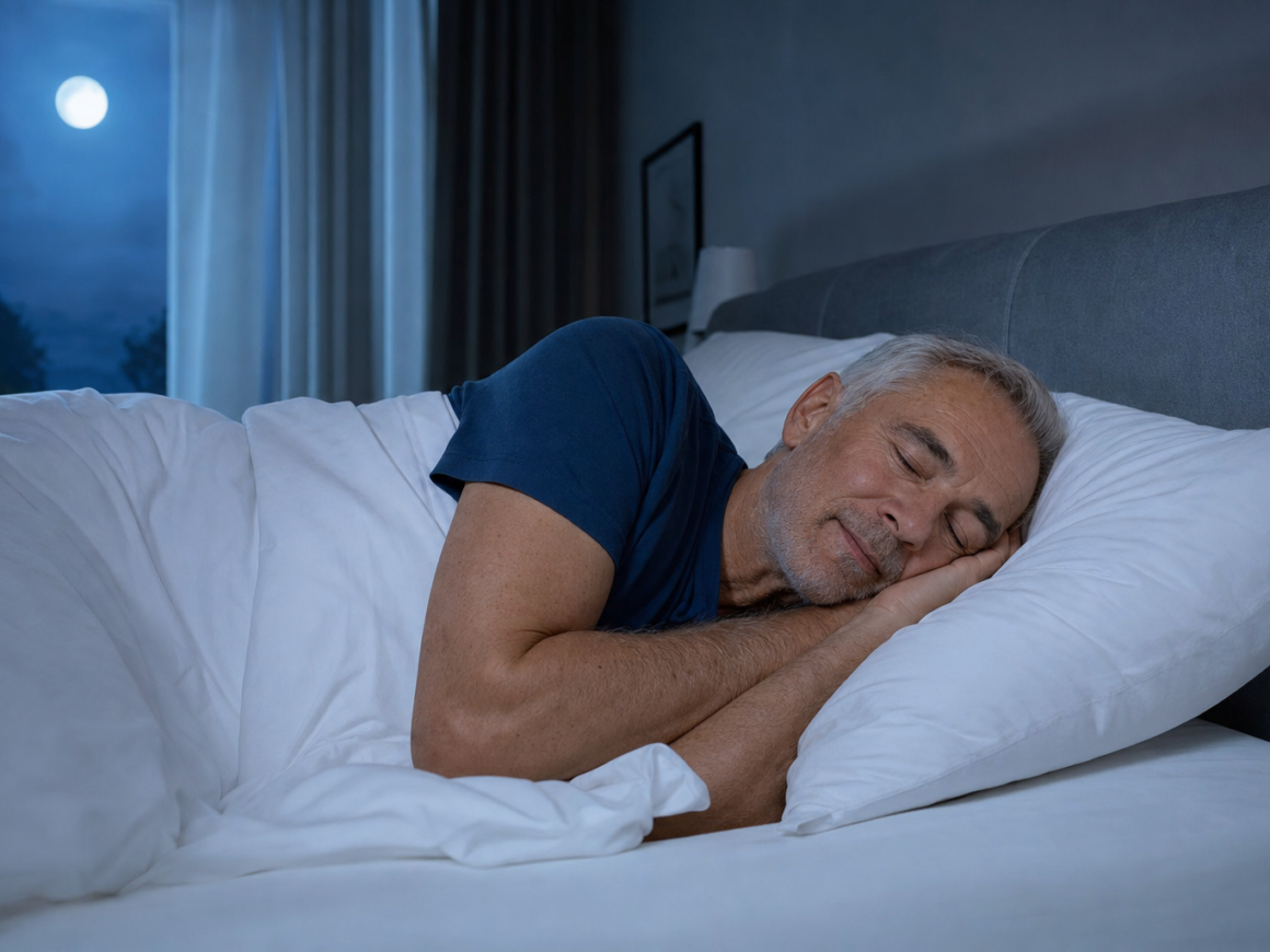 Older person sleeping peacefully representing sleep and aging for longevity