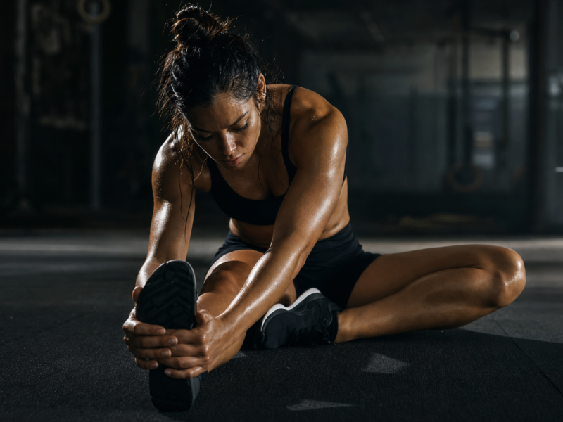 Workout recovery tips - athlete stretching after exercise