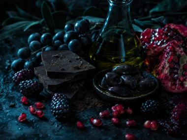 Anti aging foods - dark moody antioxidant superfoods editorial