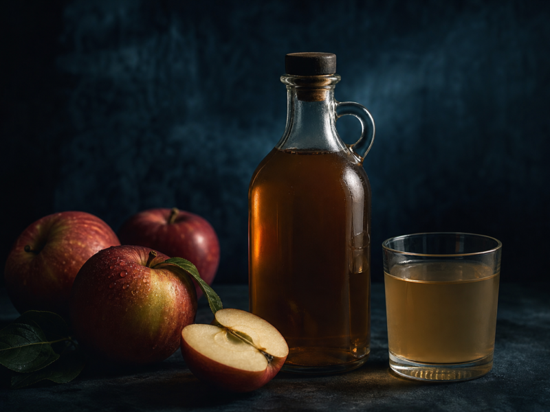 Apple cider vinegar weight loss - ACV bottle and glass with water