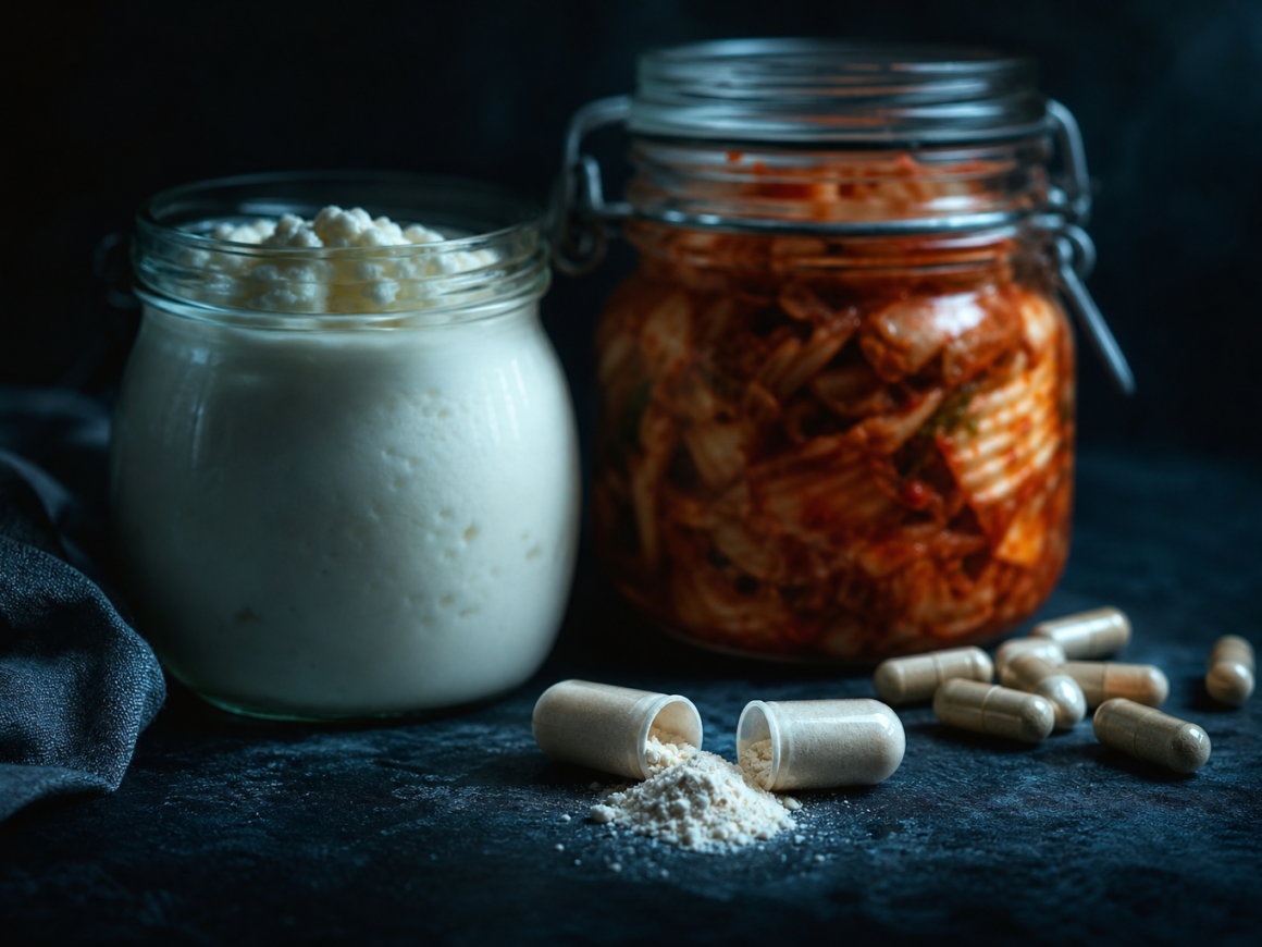 Best probiotic strains - probiotic capsules and fermented foods