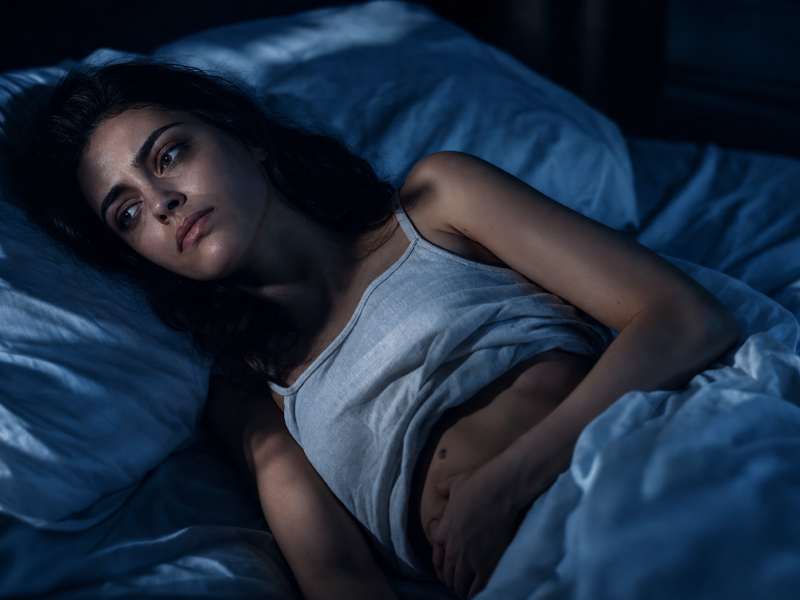 Can sleep deprivation cause nausea - sleepless person in dark bedroom