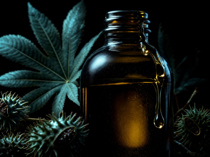 Does castor oil go bad - dark moody castor oil bottle editorial