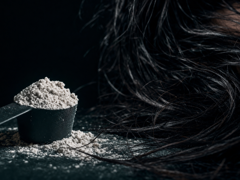 Does creatine cause hair loss - dark moody creatine editorial