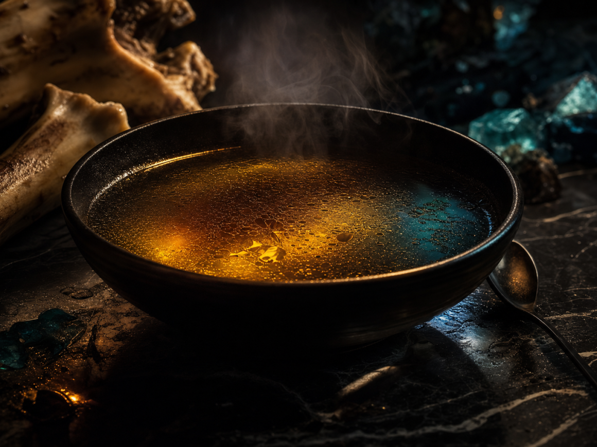 Gelatin for gut health - dark cinematic gut health editorial