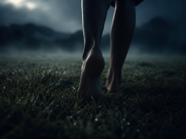 Grounding benefits - barefoot walking on grass earthing practice