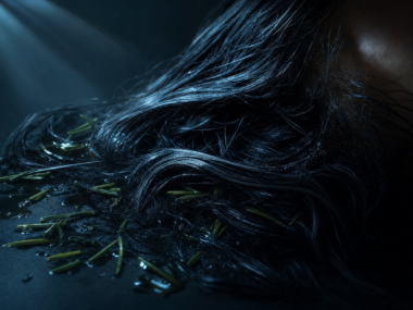 How long to leave rosemary oil in hair - dark moody hair treatment editorial