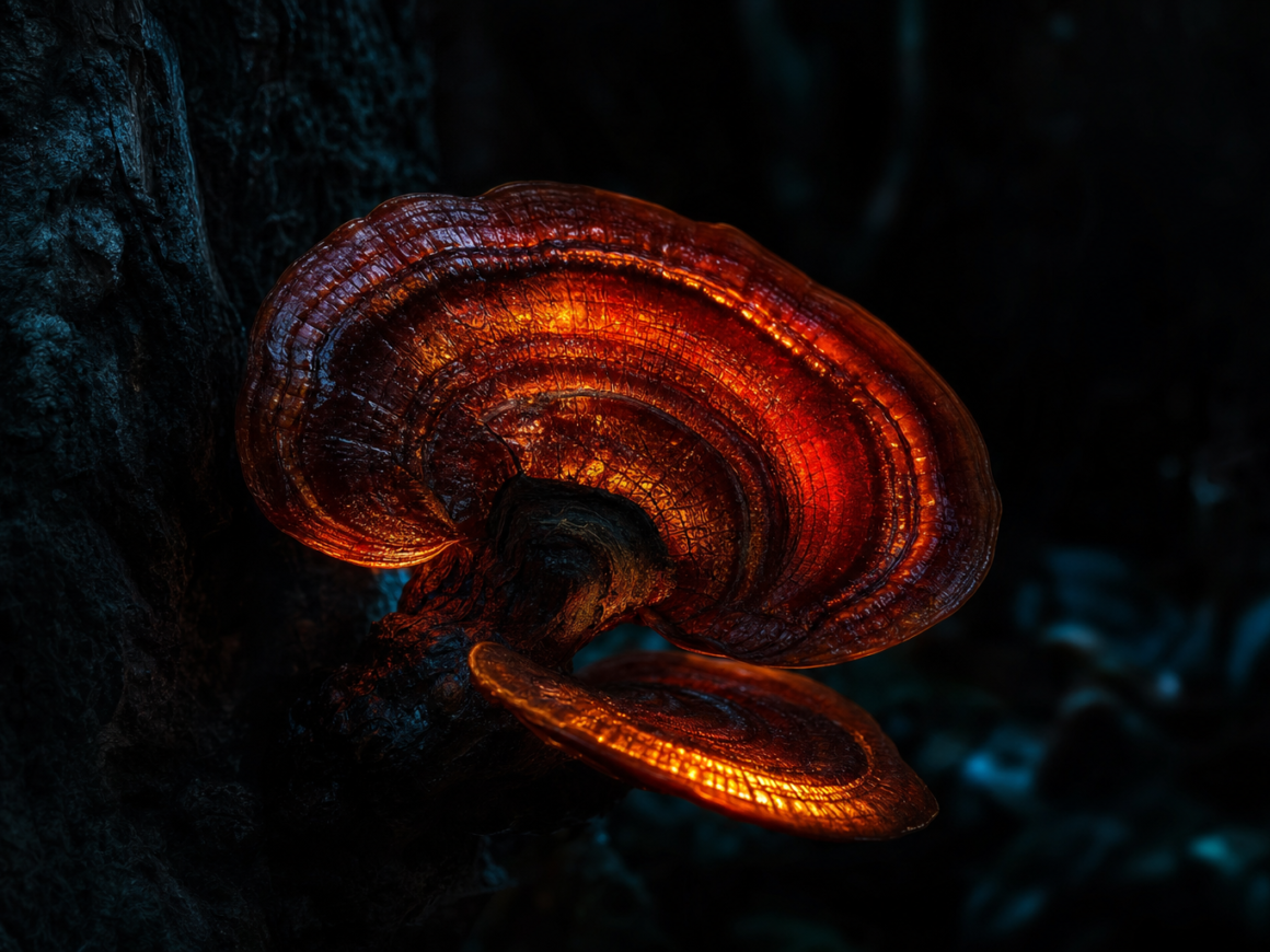 Is reishi mushroom psychedelic - dark cinematic reishi mushroom editorial