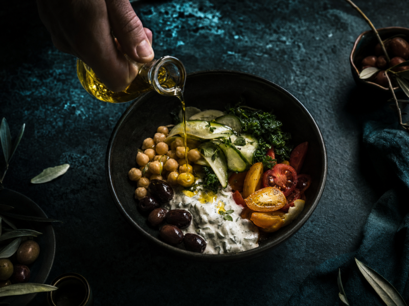 Longevity diet plan - dark cinematic anti-aging food editorial