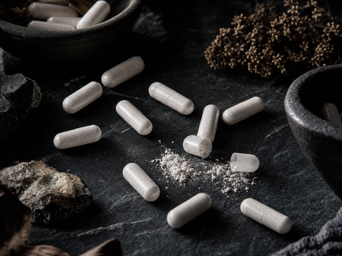 Magnesium glycinate vs magnesium citrate - supplement capsules on dark surface