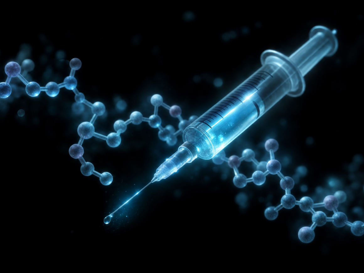 Peptides for weight loss - dark cinematic peptide science editorial