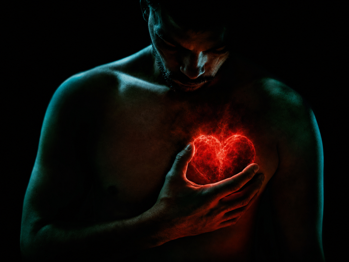 Sauna benefits for heart health - dark moody heart editorial