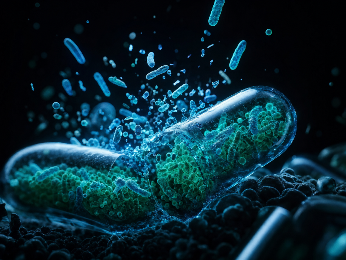 Synbiotics vs probiotics - dark moody microbiome editorial