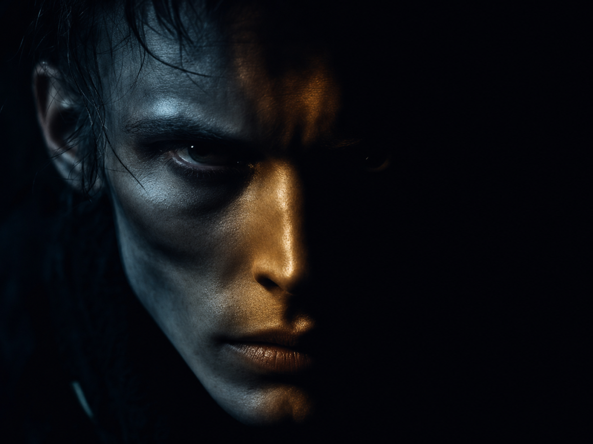 What is Ozempic face - dark cinematic facial aging editorial