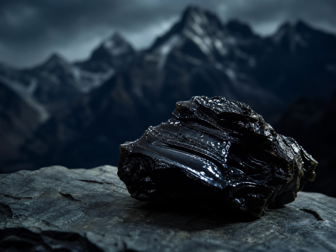Shilajit benefits - dark shilajit resin from Himalayan mountains