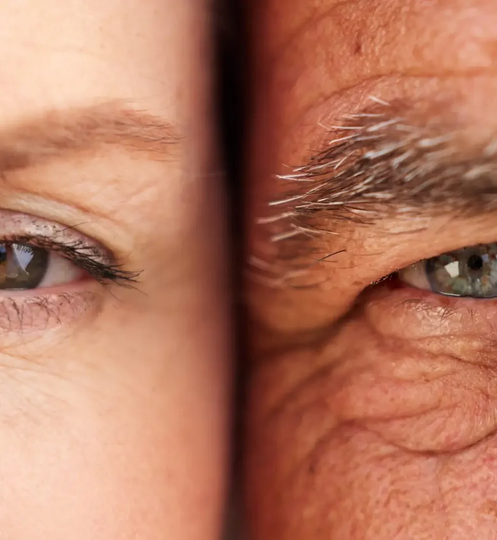Close-up of a smiling senior couple showing healthy aging and happiness